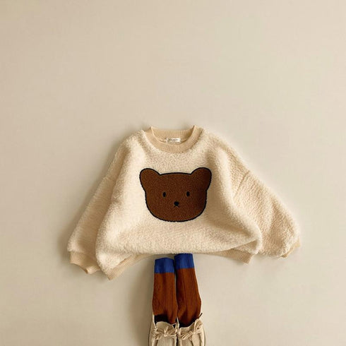 Cute winter plush bear sweater suit
